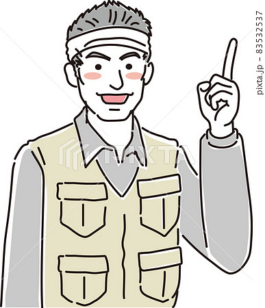 ガテン系はちまき男子_二色風_人差し指を上に向ける ガテン系はちまき男子_二色風_人差し指を上に向ける 83532537