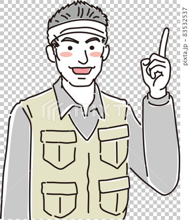 ガテン系はちまき男子_二色風_人差し指を上に向ける ガテン系はちまき男子_二色風_人差し指を上に向ける 83532537