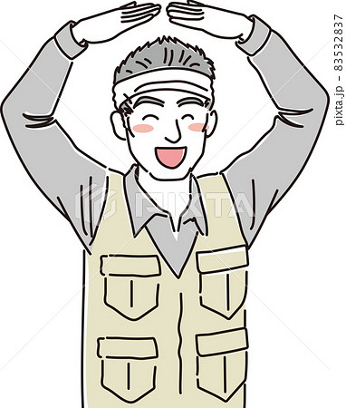 ガテン系はちまき男子_二色風_丸のポーズ 83532837