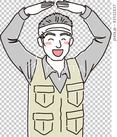 ガテン系はちまき男子_二色風_丸のポーズ 83532837