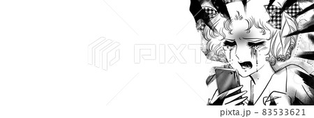 70年代少女漫画さよなら携帯メールを読み泣き叫ぶ縦ロールお嬢様のイラスト素材