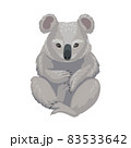 Koala sitting, gray bear cub, marsupial from Australia. Cute little animal koala. Vector character, cartoon drawing. 83533642