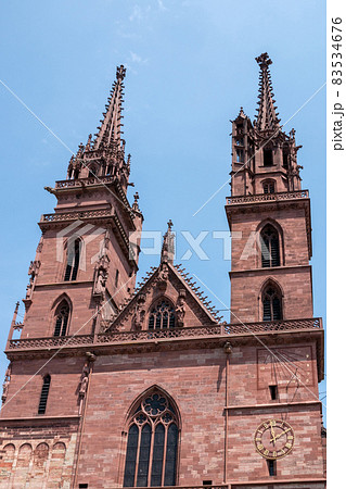 View on Basel Minster, is one of the main landmarks and tourist attractions 83534676