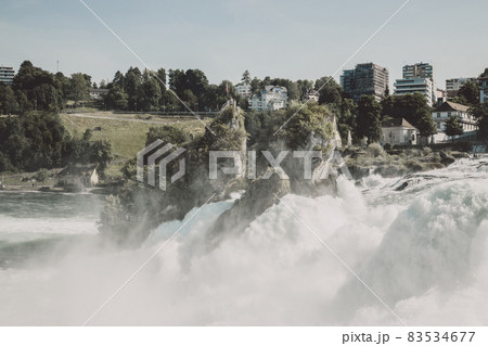 The Rhine Falls is the largest waterfall in Europe in Schaffhausen, Switzerla 83534677