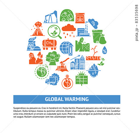 Global Warming Round Poster With Place For Textのイラスト素材