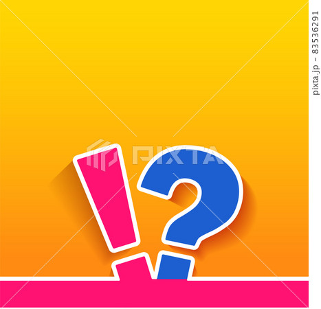 Red Exclamation mark and blue question mark. Orange banner Red Exclamation mark and blue question mark. Orange banner 83536291