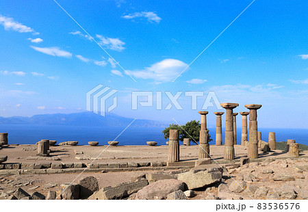 Ancient columns of Athena Temple, Assos, Canakkale, Turkey 83536576