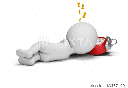 3d small people - sleeping on alarm clock 3d small people - sleeping on alarm clock 83537100