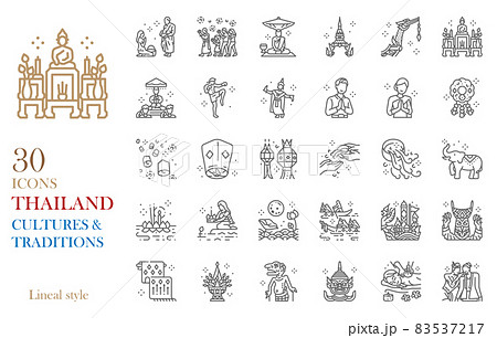 Thailand line icon set vector illustration 83537217