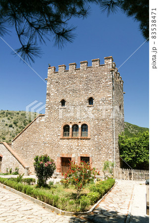 Panoramic view to ruins of Venetian Castle ancient town of Butrint , Sarande, Albania Panoramic view to ruins of Venetian Castle ancient town of Butrint , Sarande, Albania 83538471