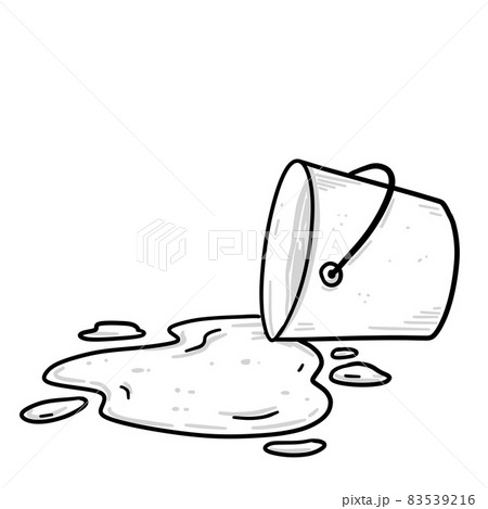 Water is poured out of bucket. Overturned pail 83539216