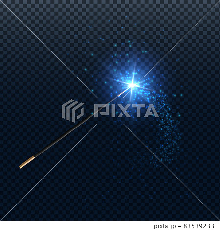 Magic wand with glowing sparkle trail, shiny star dust and light effect. Magic wand with glowing sparkle trail, shiny star dust and light effect. 83539233