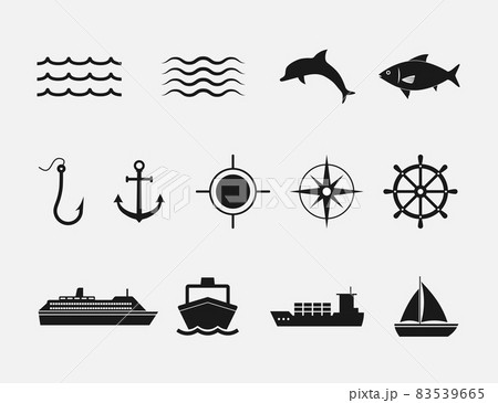 Sea icon set. Vector illustration. Flat design. Sea icon set. Vector illustration. Flat design. 83539665