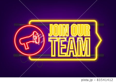 Megaphone, business concept with text join our team. Neon icon. Vector illustration 83541412