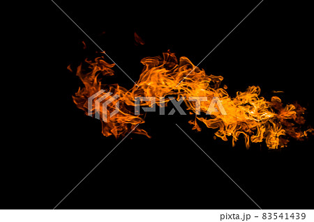 Dragon-shaped fire. Fire flames on black background. fire on black background isolated. fire patterns 83541439