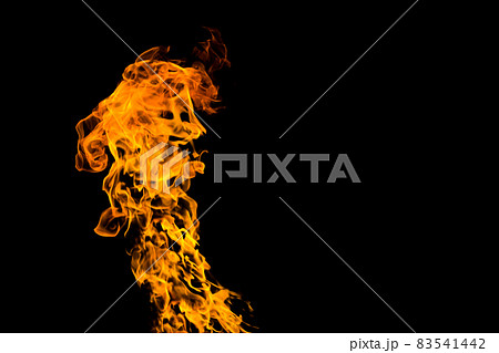 Fire with face. Fire flames on black background isolated. fire patterns Fire with face. Fire flames on black background isolated. fire patterns 83541442