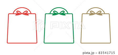 ギフトバッグ プレゼント ショップバッグのフレームイラストセット お祝い 誕生日 クリスマス 縦長 のイラスト素材
