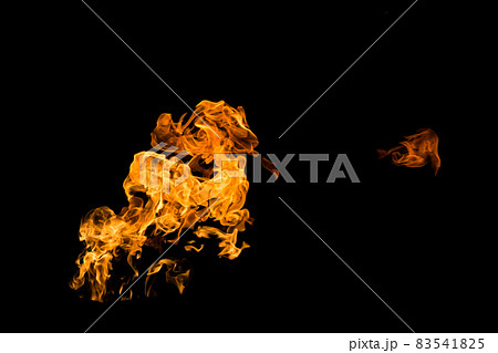 Fire flames in the shape of an animal's muzzle. Fire flames on black background isolated. fire patterns Fire flames in the shape of an animal's muzzle. Fire flames on black background isolated. fire patterns 83541825