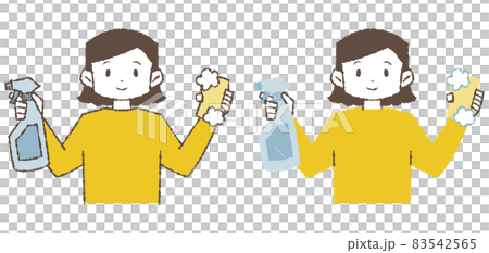 Woman with spray and sponge Woman with spray and sponge 83542565