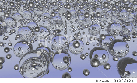 Abstract background with transparent and silver 3d spheres on a purple background 83543355