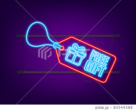 Business template with red free gift for banner design. Neon icon. Vector business template. Present gift box icon Business template with red free gift for banner design. Neon icon. Vector business template. Present gift box icon 83544388