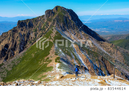 阿弥陀岳と登山者 83544614