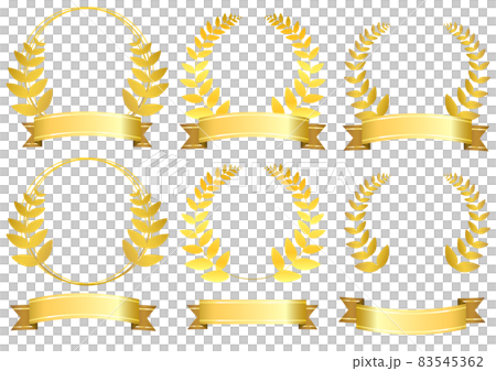 月桂樹和絲帶設置金色 83545362