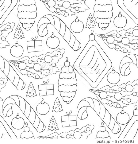 Seamless vector pattern. Christmas tree decorations. Pattern in hand draw style 83545993