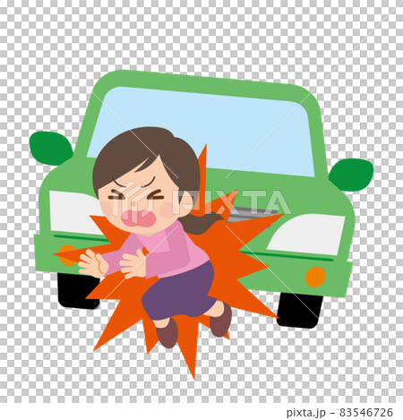 車に轢かれる女性 83546726