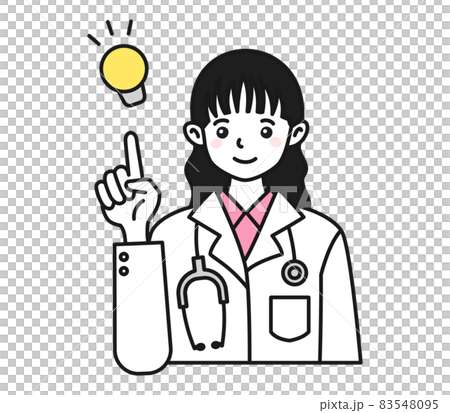 提案をする白衣を着た女性の医者のイラスト素材 提案をする白衣を着た女性の医者のイラスト素材 83548095