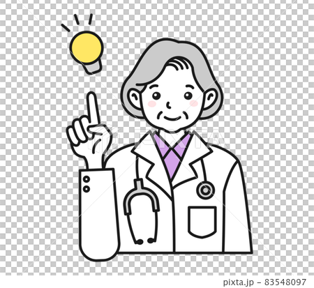 Illustration material of an elderly female doctor in a white coat making a suggestion Illustration material of an elderly female doctor in a white coat making a suggestion 83548097