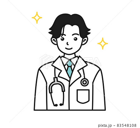 白衣を着た男性の医師のアバター用イラスト素材のイラスト素材