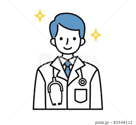 白衣を着た男性の医師のアバター用イラスト素材のイラスト素材