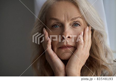 Lovely mature Caucasian lady suffering from depression Lovely mature Caucasian lady suffering from depression 83548193