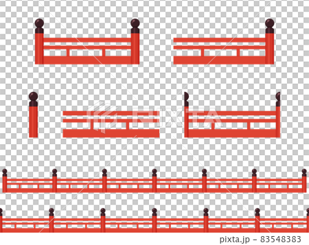 和風の赤い柵のイラスト素材セットのイラスト素材 54