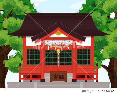 神社の風景のイラストのイラスト素材