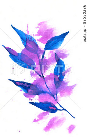Hand painted watercolour leaves and splashes. 83550236