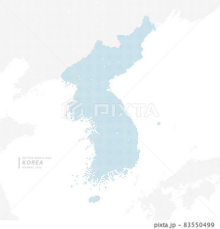 近隣諸国を含む、南北朝鮮の青いドットマップ 