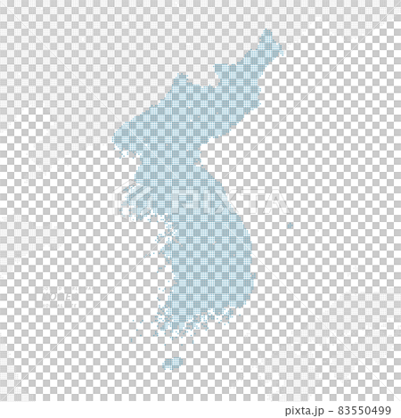 近隣諸国を含む、南北朝鮮の青いドットマップ  83550499