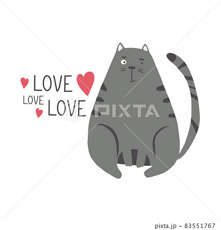 Hand Draw vector illustration character cute cat. Doodle cartoon style 83551767