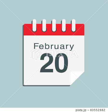 Icon day date 20 February, template calendar page Icon day date 20 February, template calendar page 83552882