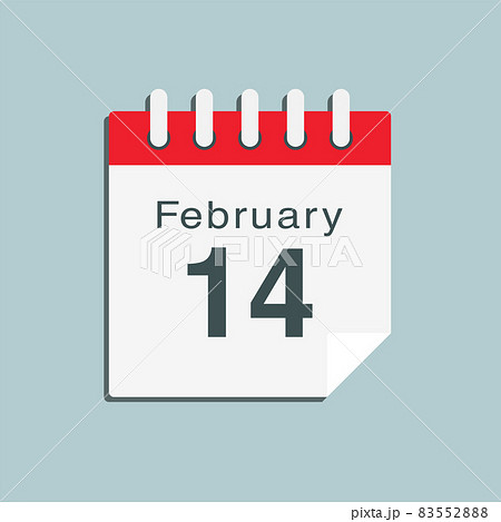 Icon day date 14 February, template calendar page 83552888