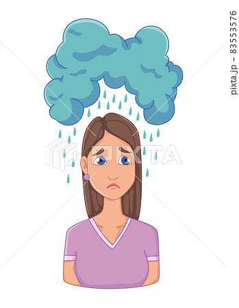 Women with stress symptom - crying. Emotional or mental health problem, stress. Cartoon character concept 83553576