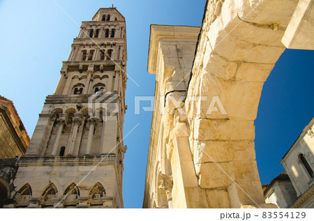 Saint Domnius bell tower above buildings, Split, Dalmatia, Croatia Saint Domnius bell tower above buildings, Split, Dalmatia, Croatia 83554129
