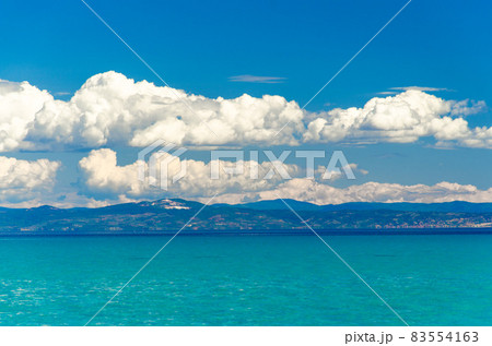 Blue paradise water of Toroneos kolpos gulf, Pefkohori, Greece 83554163