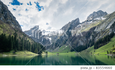 Seealpsee lake with the Swiss Alps, Appenzeller Land, Switzerland Seealpsee lake with the Swiss Alps, Appenzeller Land, Switzerland 83554660