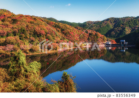 茨城県北茨城市 水沼ダムの紅葉とリフレクション 茨城県北茨城市 水沼ダムの紅葉とリフレクション 83556349