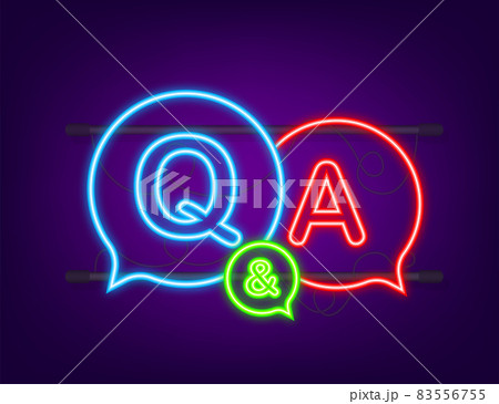 Question and Answer Bubble Chat. Neon icon. Vector stock illustration Question and Answer Bubble Chat. Neon icon. Vector stock illustration 83556755