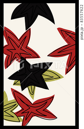 花札のイラスト バラ単枚 10月紅葉のカス 日本のカードゲーム ベクターデータのイラスト素材
