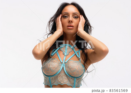 Tempting woman in lace lingerie in studio 83561569